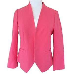 LOFT Pink Collarless Open Front Jacket Blazer Size 6 Summer Bright Short